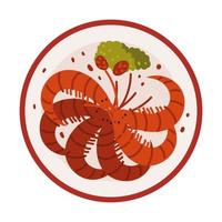 chinese food with shrimp vector