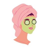 mujer con mascarilla de pepino vector