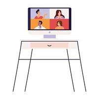 video call screen computer vector