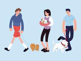 people with pets vector