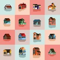 iconos casas dibujos animados vector