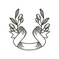 branch olive and ribbon vector