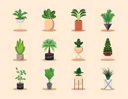 iconos de plantas en maceta vector