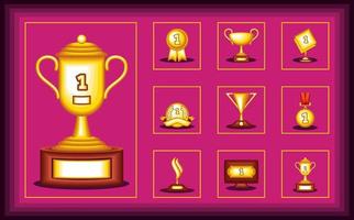 golden trophy cups and awards vector