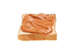 Thai tea custard and bread on white background photo
