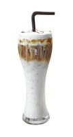 Iced cappuccino in glass on white background photo
