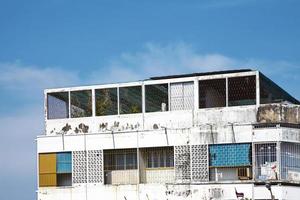 close up white building and blue sky in Thailand photo