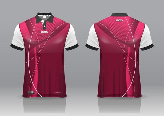 polo shirt uniform design, can be used for badminton, golf in front view, back view. jersey mockup Vector, design premium very simple and easy to customize