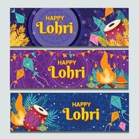 conjunto de pancartas del festival lohri vector