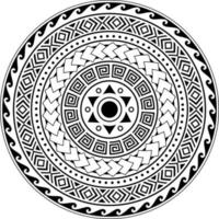 Tribal Mandala, Abstract Circular Tribal Polynesian mandala,Geometric Polynesian Hawaiian style vector ornament design