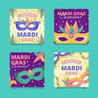 Máscara de carnaval de Mardi Gras publicaciones en redes sociales vector