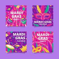 Mardi Gras Carnival Party Social Media Posts vector