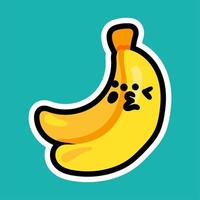 Winking banana cartoon kawaii character vector