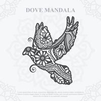 DOVE Mandala. Boho Style elements. Animals boho style drawn. vector illustration.