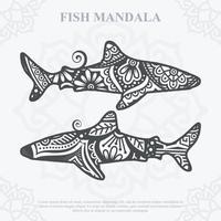 FISH Mandala. Boho Style elements. Animals boho style drawn. vector illustration.