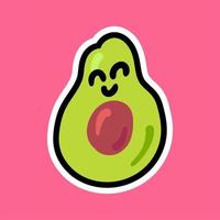 Happy avocado cartoon flat kawaii vector