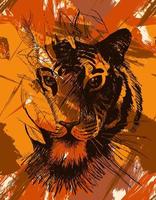 Grunge wild tiger vector