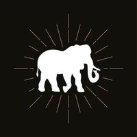 elefante retro, silueta de mamut vector