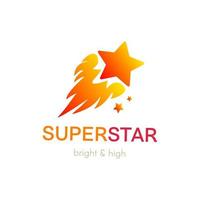 Burning star flat vector logo design