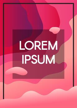 Abstract fluid waves pink background with text frame vector