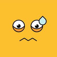 Ilustración de vector de emoji preocupado y nervioso