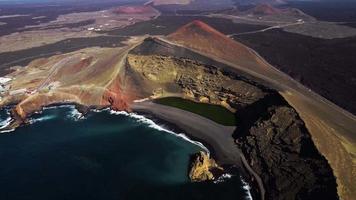 video drone da un lago in una spiaggia a lanzarote.