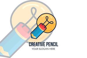 Creative idea, pencil, light bulb for logo design vector