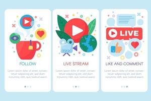 Live stream onboarding vector template