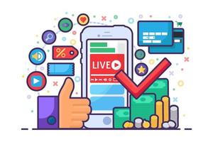 Live stream about finance concept flat icon vector