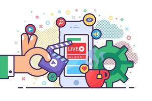 Mobile live stream concept illustration vector