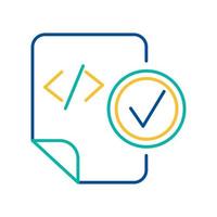 HTML tag blue and yellow thin line pictogram vector