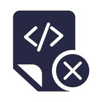 Coding script file delete symbol glyph vector icon