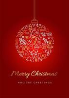 Merry Christmas greeting card template vector