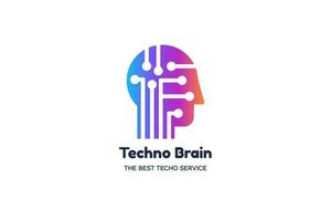 Techno brain vector banner template