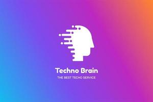 Human Head and Chip Techno Brain Multimedia Logo vector