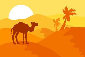 desierto de arena con camello vector