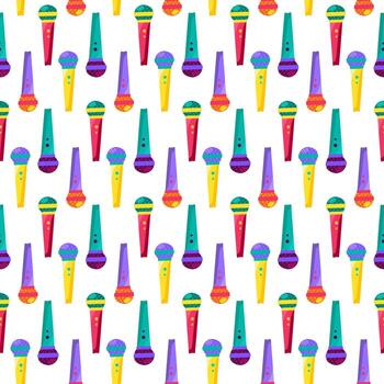 Microphone flat seamless pattern vector