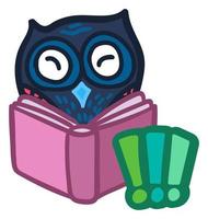 lindo pájaro libro de lectura aislado en blanco vector