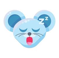 Mouse face drowsy emoticon sticker vector