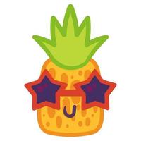 Comic pineapple emoji hand drawn illustration vector