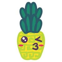 piña creativa besando emoji ilustración vector