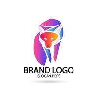 Creative fox Animal Modern Simple Gradient Design Concept logo set. Vector Illustration