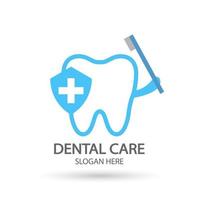 logotipo de la clínica dental. Plantilla de vector de diente, icono de símbolo dental y clínico de cuidado bucal con estilo de diseño moderno.