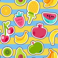 patrón transparente de vector de frutas de verano