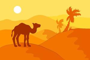 Sand Desert With Camel vector