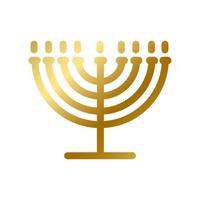 menorah símbolo aislado oro judaísmo religión signo vector