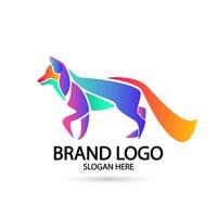 Creative fox Animal Modern Simple Gradient Design Concept logo set. Vector Illustration