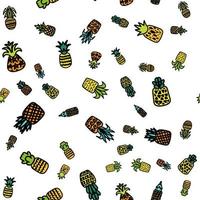 Pineapples vector hand drawn seamless pattern