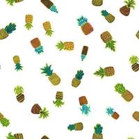 Pineapples vector hand drawn seamless pattern