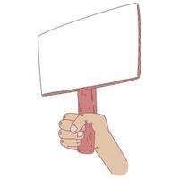 Protest hand Holding Up blank placard sign on wooden stick